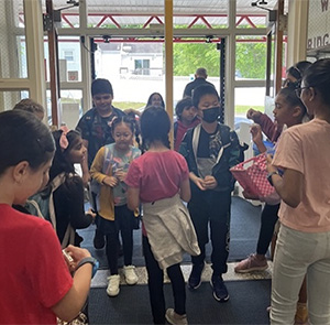 Students in a hallway